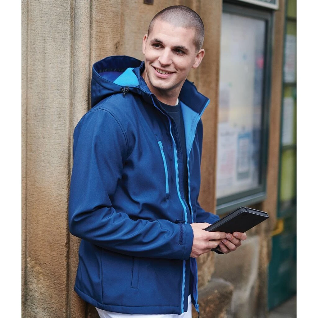 Regatta Mens Venturer Hooded Soft Shell Jacket (Black/Classic Red) - Image 15