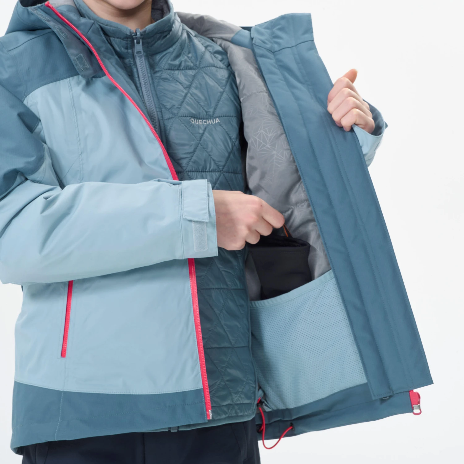 Quechua KIDS’ WARM AND WATERPROOF 3-in-1 HIKING JACKET - SH500 MT -10°C - 7 - Image 9