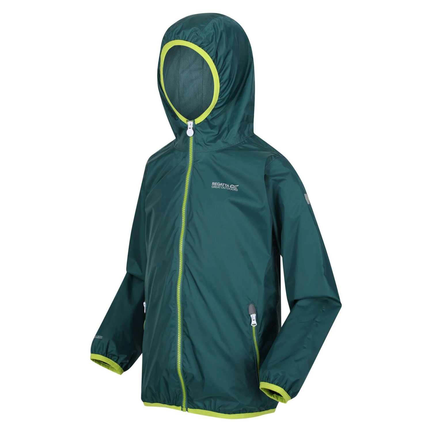 Regatta Great Outdoors Childrens/Kids Lever II Packaway Rain Jacket (Pacific Green) - Image 4