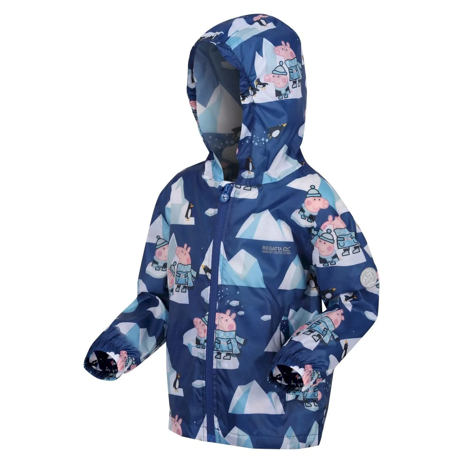 Regatta Childrens/Kids Penguin Peppa Pig Packaway Waterproof Jacket (Space Blue/Arctic - Image 3