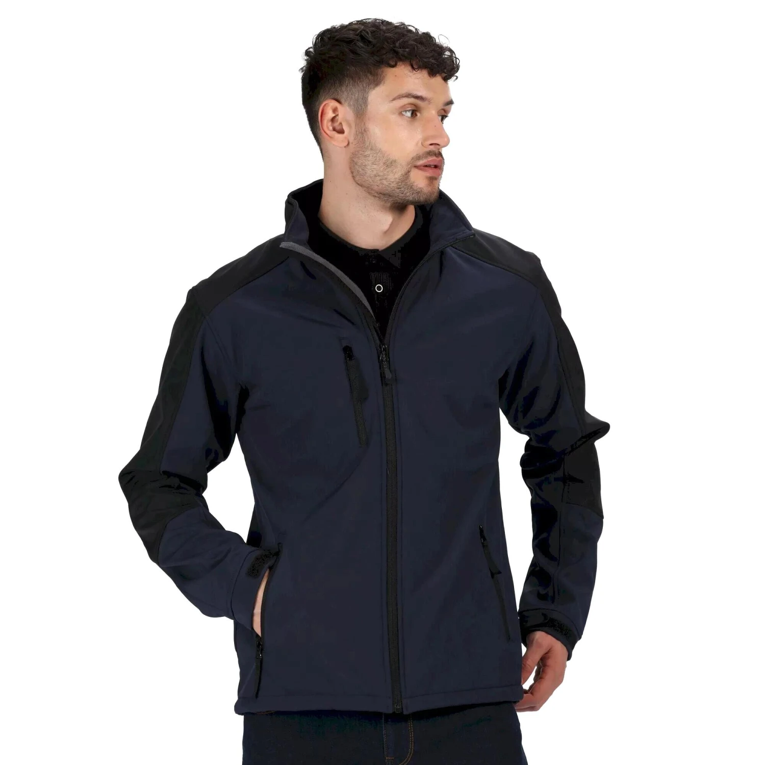 Regatta Reid Mens Softshell Wind Resistant Water Repellent Jacket (Black) - Image 9