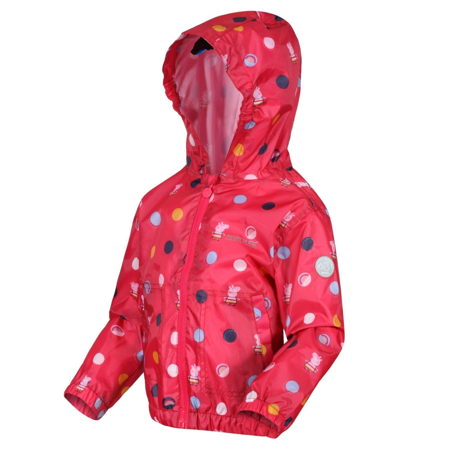 Regatta Childrens/Kids Peppa Pig Polka Dot Hooded Waterproof Jacket (Blush Red) - Image 4