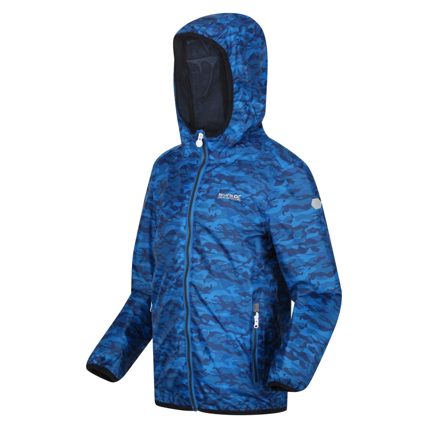 Regatta Childrens/Kids Lever Camo Packaway Waterproof Jacket (Bright Kiwi) - Image 9