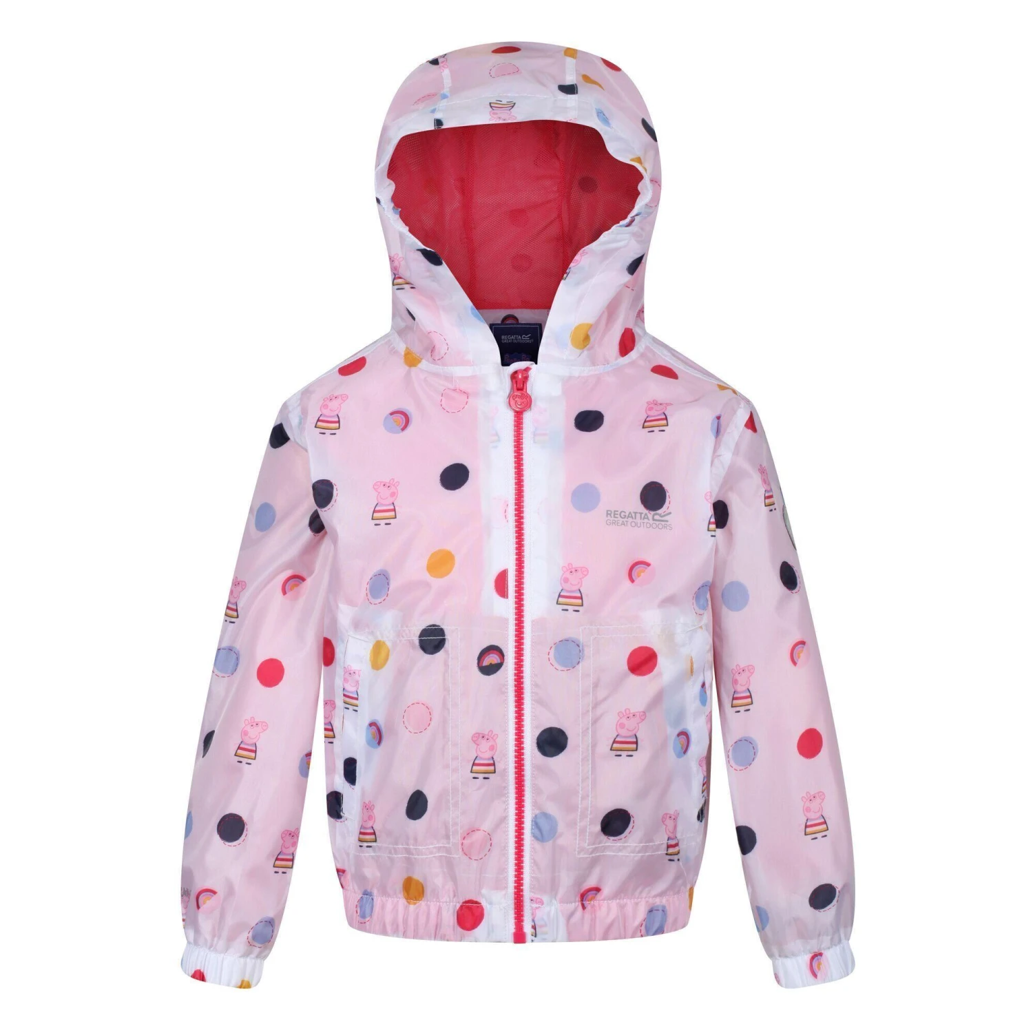 Regatta Childrens/Kids Peppa Pig Polka Dot Hooded Waterproof Jacket (Blush Red) - Image 6