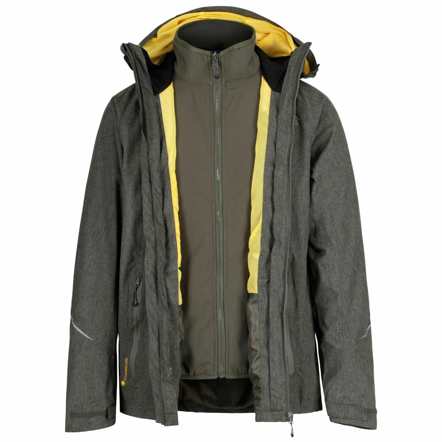 Regatta Mens Glyder IV 3 In 1 Waterproof Jacket (Bayleaf/Dark Khaki)