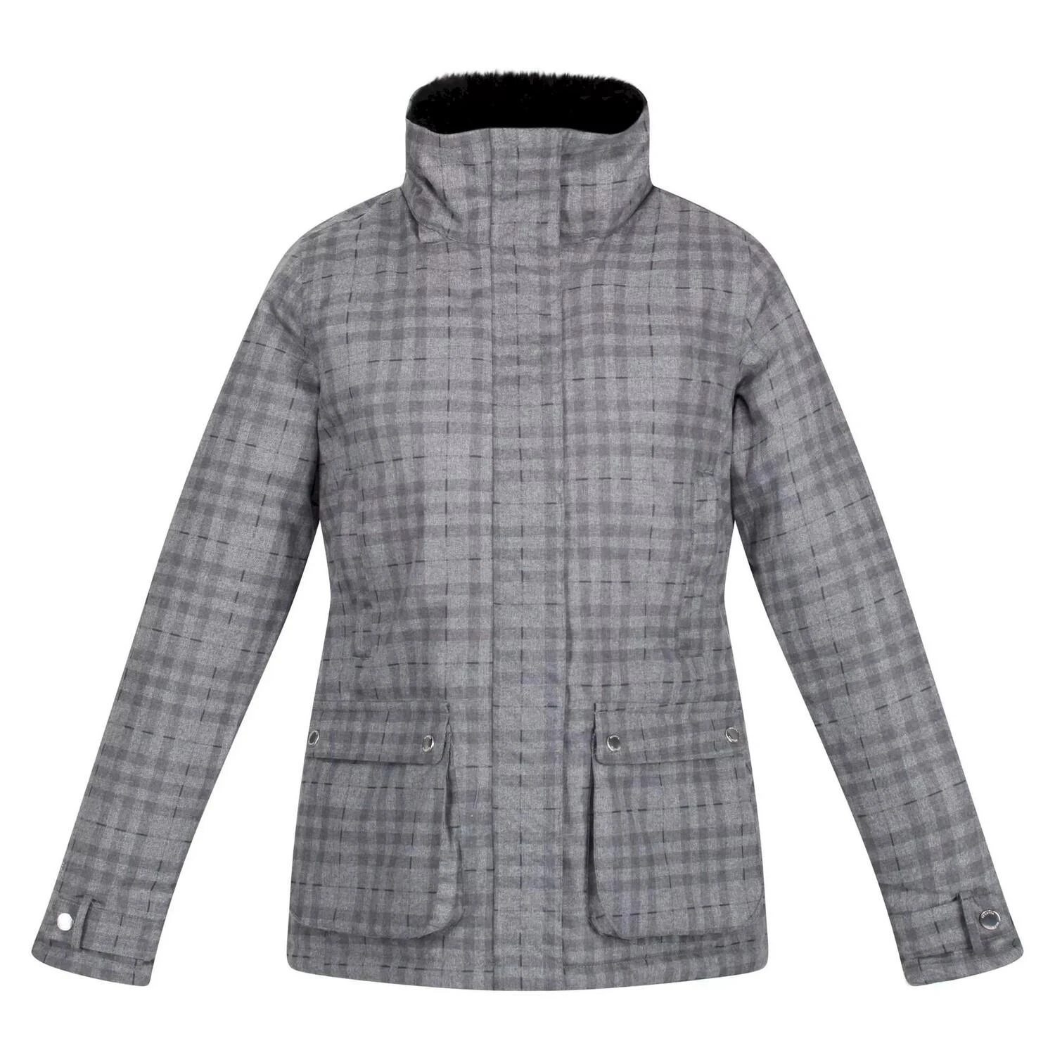 Regatta Womens/Ladies Leighton Checked Waterproof Jacket (Storm Grey)