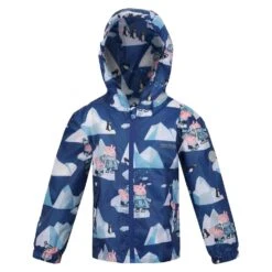 Regatta Childrens/Kids Penguin Peppa Pig Packaway Waterproof Jacket (Space Blue/Arctic