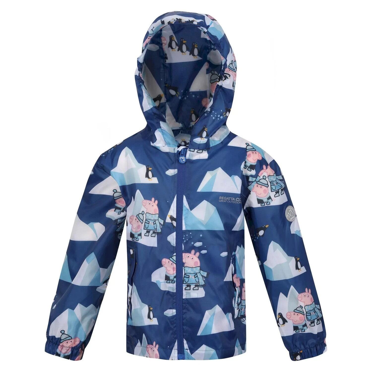 Regatta Childrens/Kids Penguin Peppa Pig Packaway Waterproof Jacket (Space Blue/Arctic