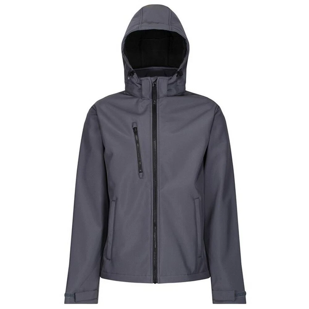 Regatta Mens Venturer Hooded Soft Shell Jacket (Black/Classic Red) - Image 11