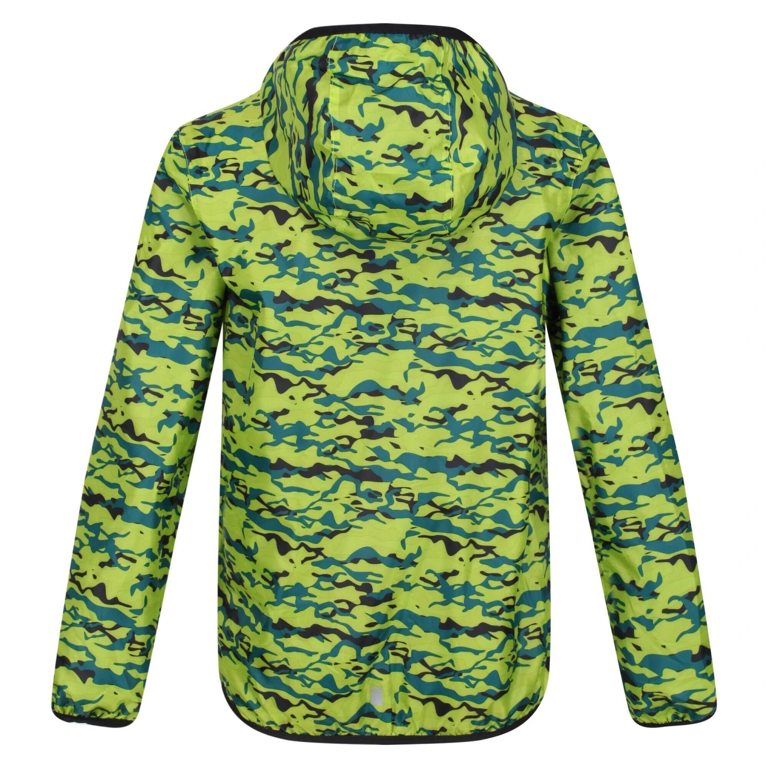 Regatta Childrens/Kids Lever Camo Packaway Waterproof Jacket (Bright Kiwi) - Image 2
