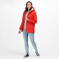 Regatta Womens/Ladies Bergonia II Hooded Waterproof Jacket (Molten Red)