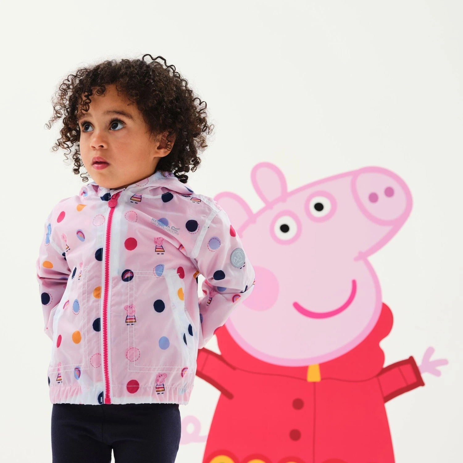 Regatta Childrens/Kids Peppa Pig Polka Dot Hooded Waterproof Jacket (Blush Red) - Image 9