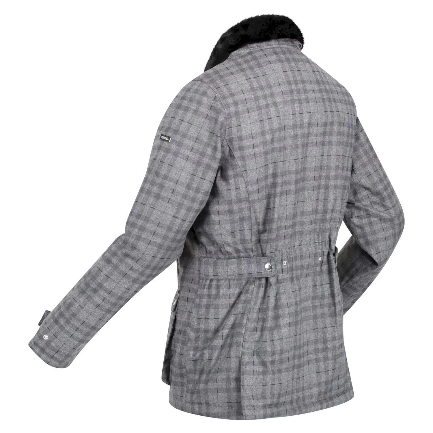 Regatta Womens/Ladies Leighton Checked Waterproof Jacket (Storm Grey) - Image 4