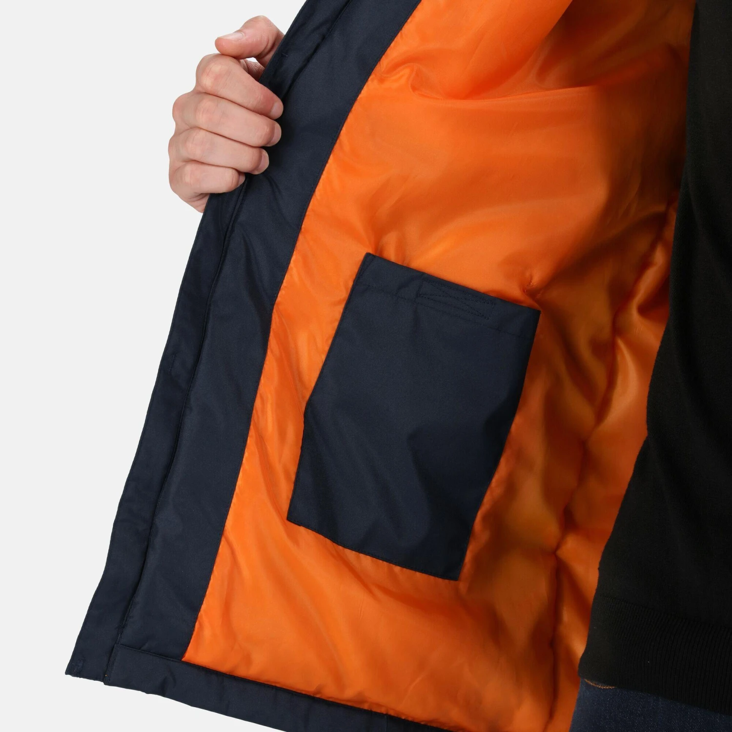 Regatta Mens Thermogen Heated Waterproof Jacket (Navy/Magma Orange) - Image 4