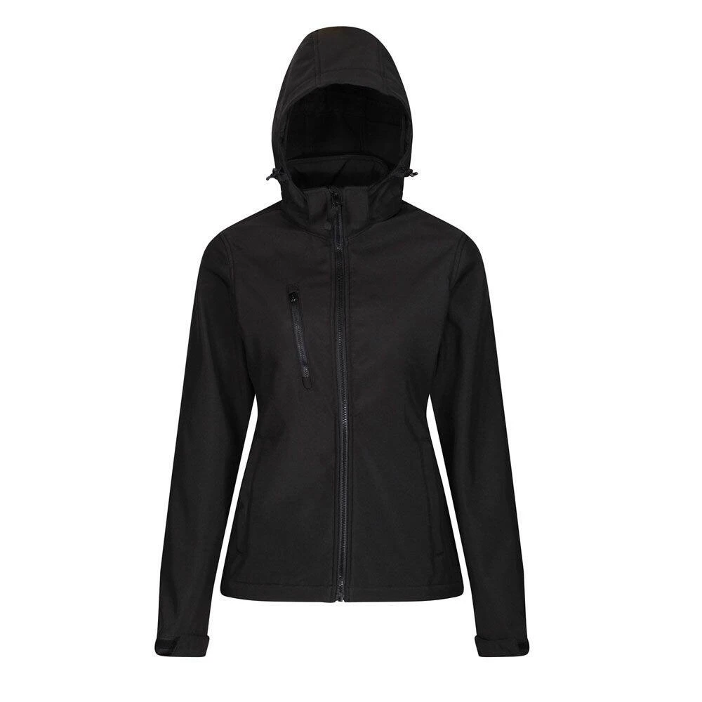 Regatta Womens/Ladies Venturer Hooded Soft Shell Jacket (Black)