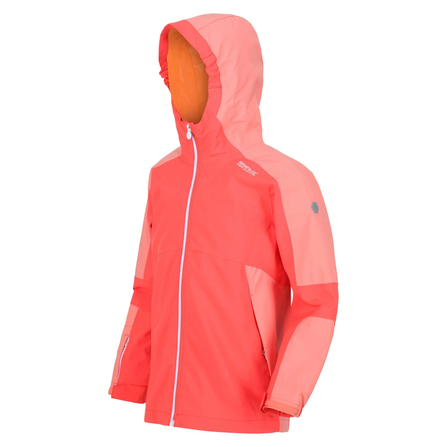 Regatta Childrens/Kids Rayz Waterproof Jacket (Neon Peach/Fusion Coral) - Image 3