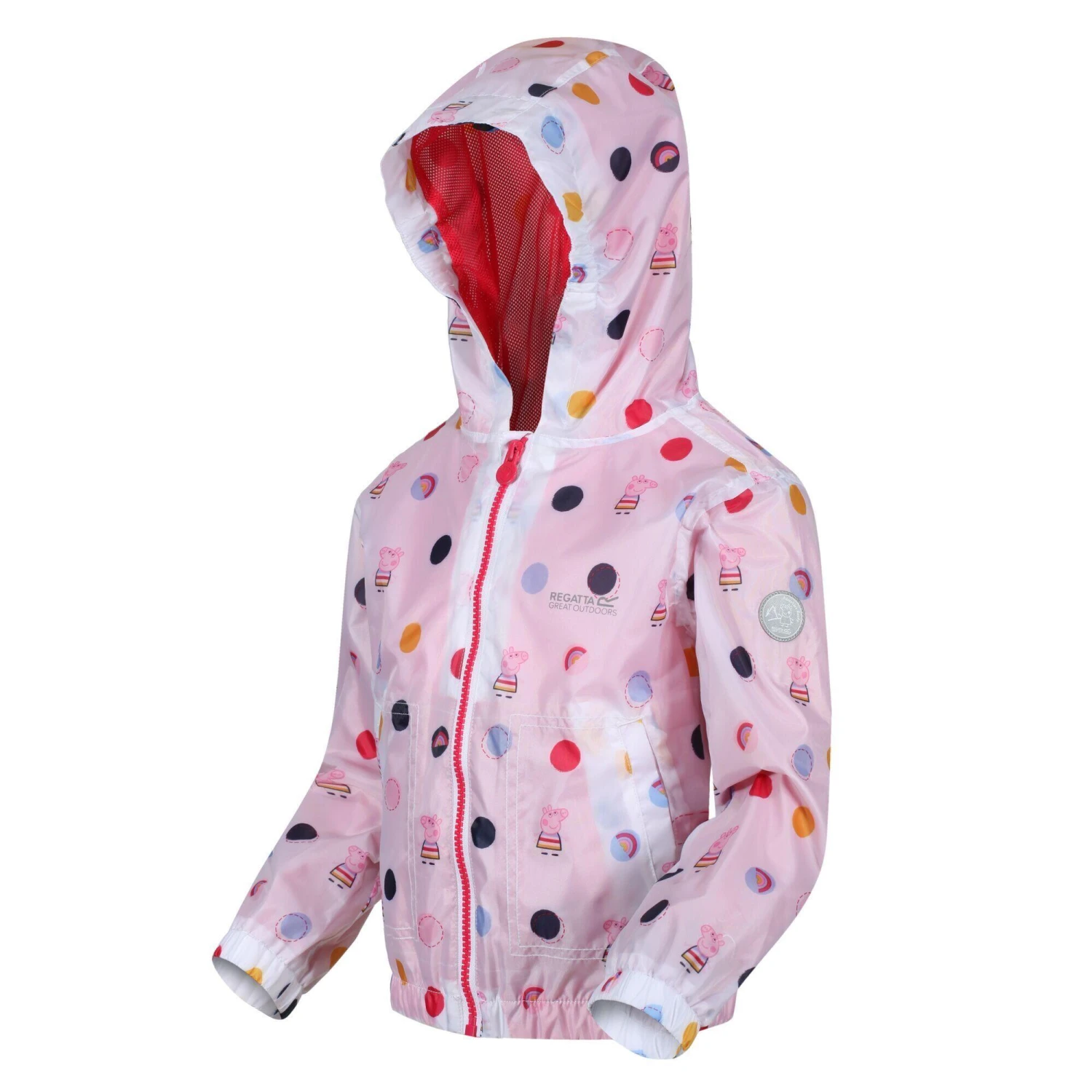Regatta Childrens/Kids Peppa Pig Polka Dot Hooded Waterproof Jacket (Blush Red) - Image 8