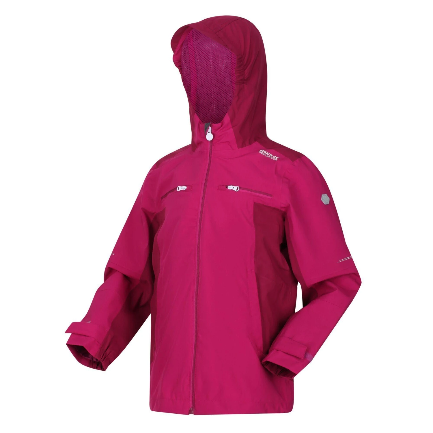 Regatta Childrens/Kids Highton Hooded Waterproof Jacket (Fuchsia/Raspberry) - Image 3