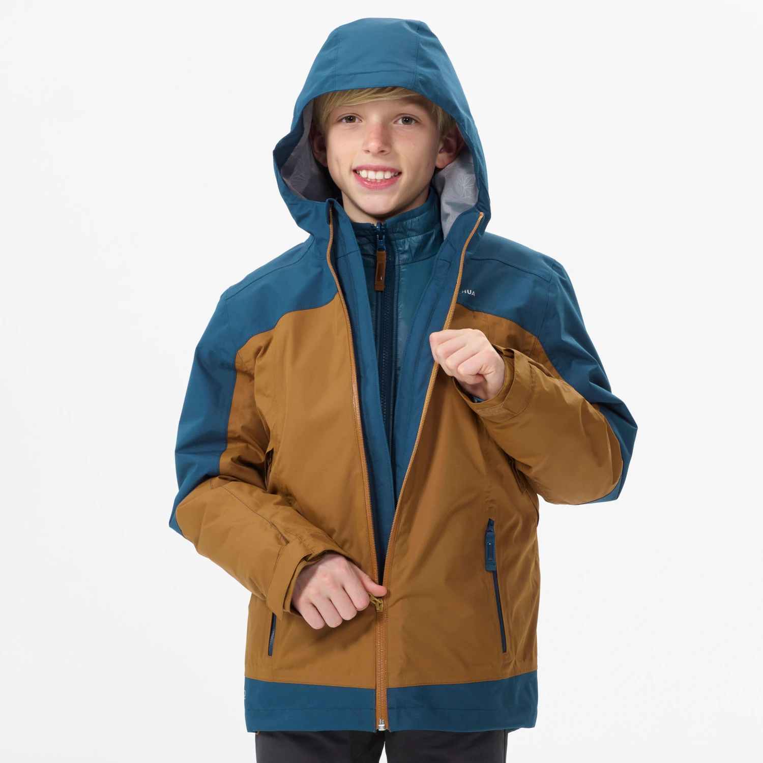 Quechua KIDS’ 3-in-1 WATERPROOF HIKING JACKET - SH500 X-WARM -8°C - AGES 7 - Image 2