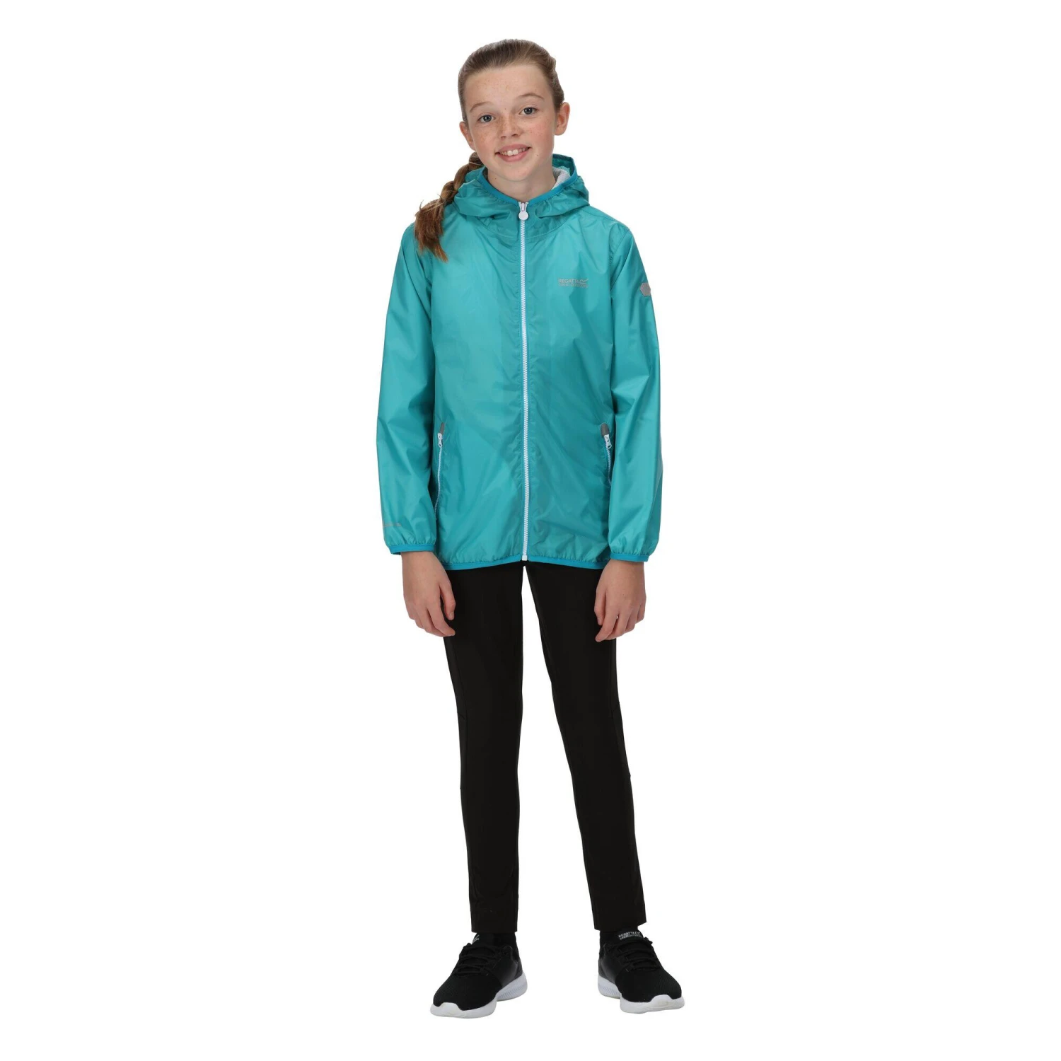 Regatta Great Outdoors Childrens/Kids Lever II Packaway Rain Jacket (Pacific Green) - Image 12