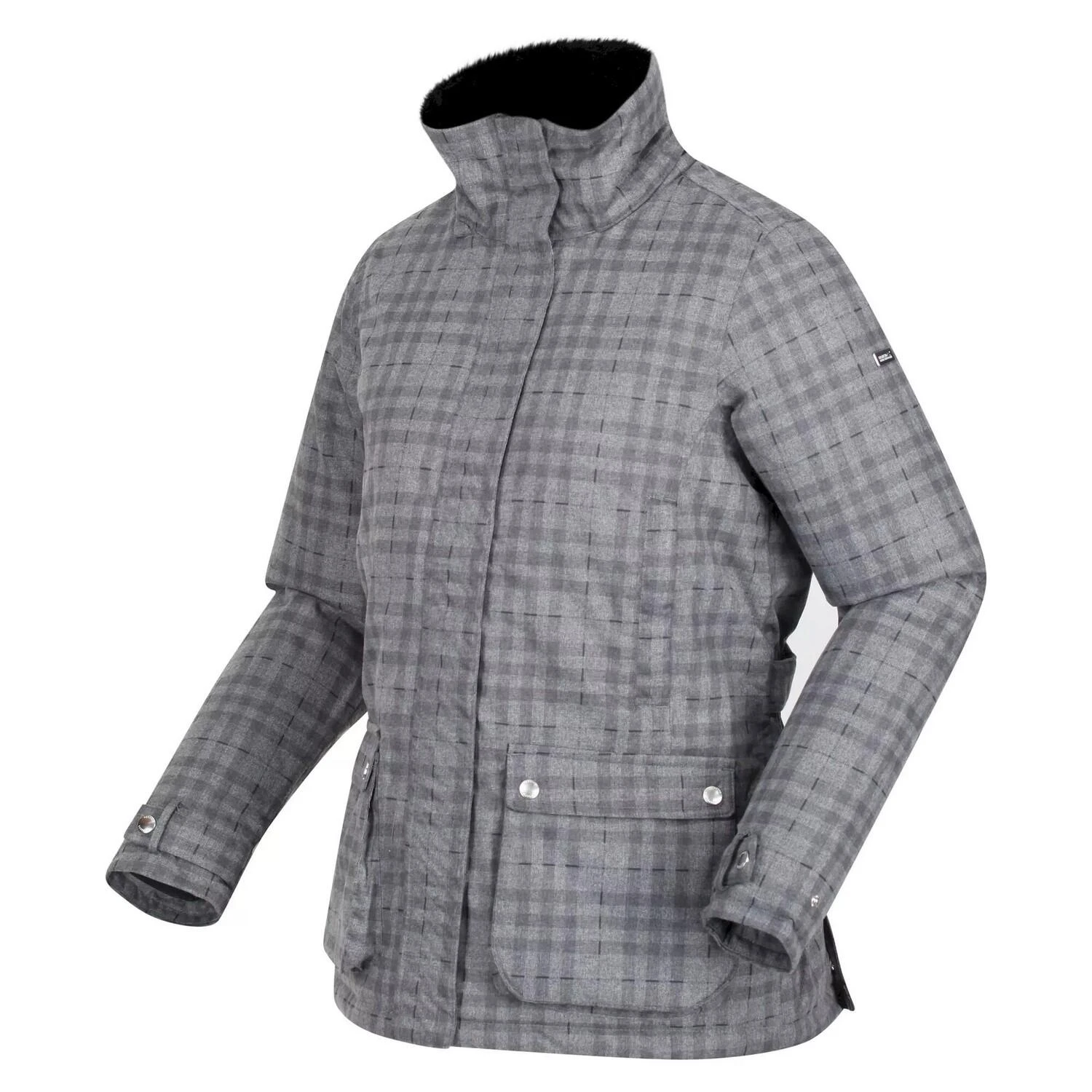 Regatta Womens/Ladies Leighton Checked Waterproof Jacket (Storm Grey) - Image 3