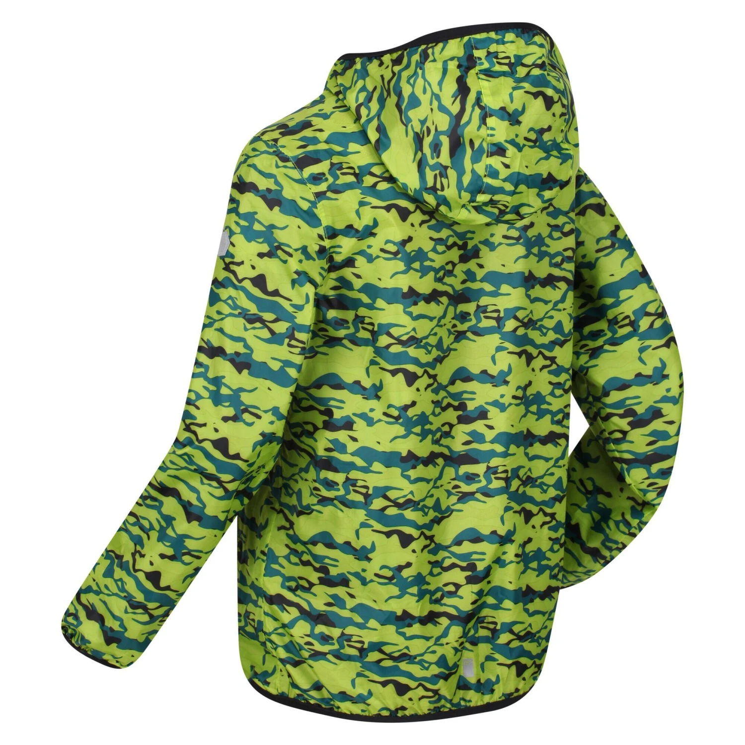 Regatta Childrens/Kids Lever Camo Packaway Waterproof Jacket (Bright Kiwi) - Image 3